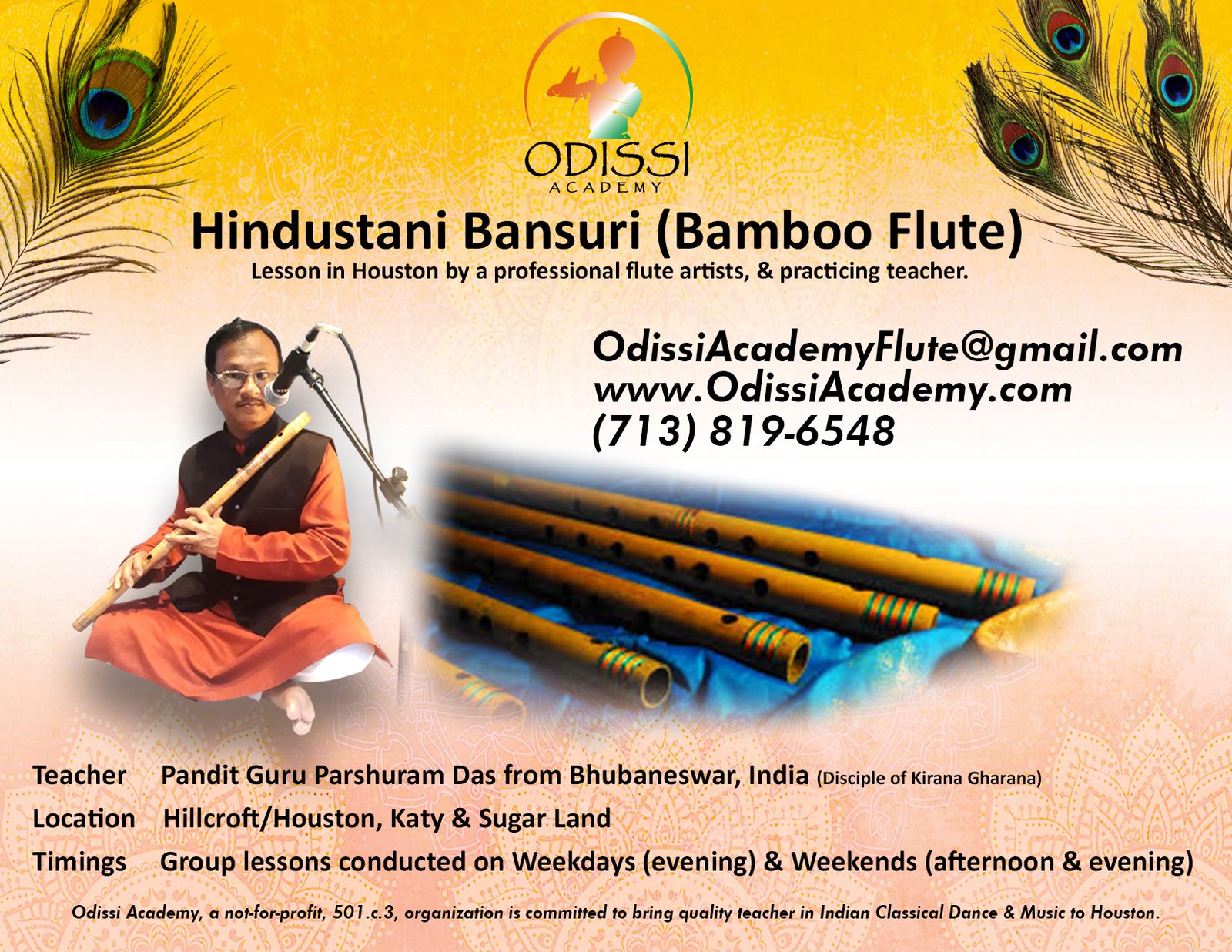First bansuri lessons in Houston